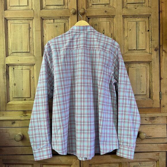 Men's Crown & Ivy XL Slim Fit Blue Red White Long‎ Sleeve Button Front Shirt - Picture 5 of 6